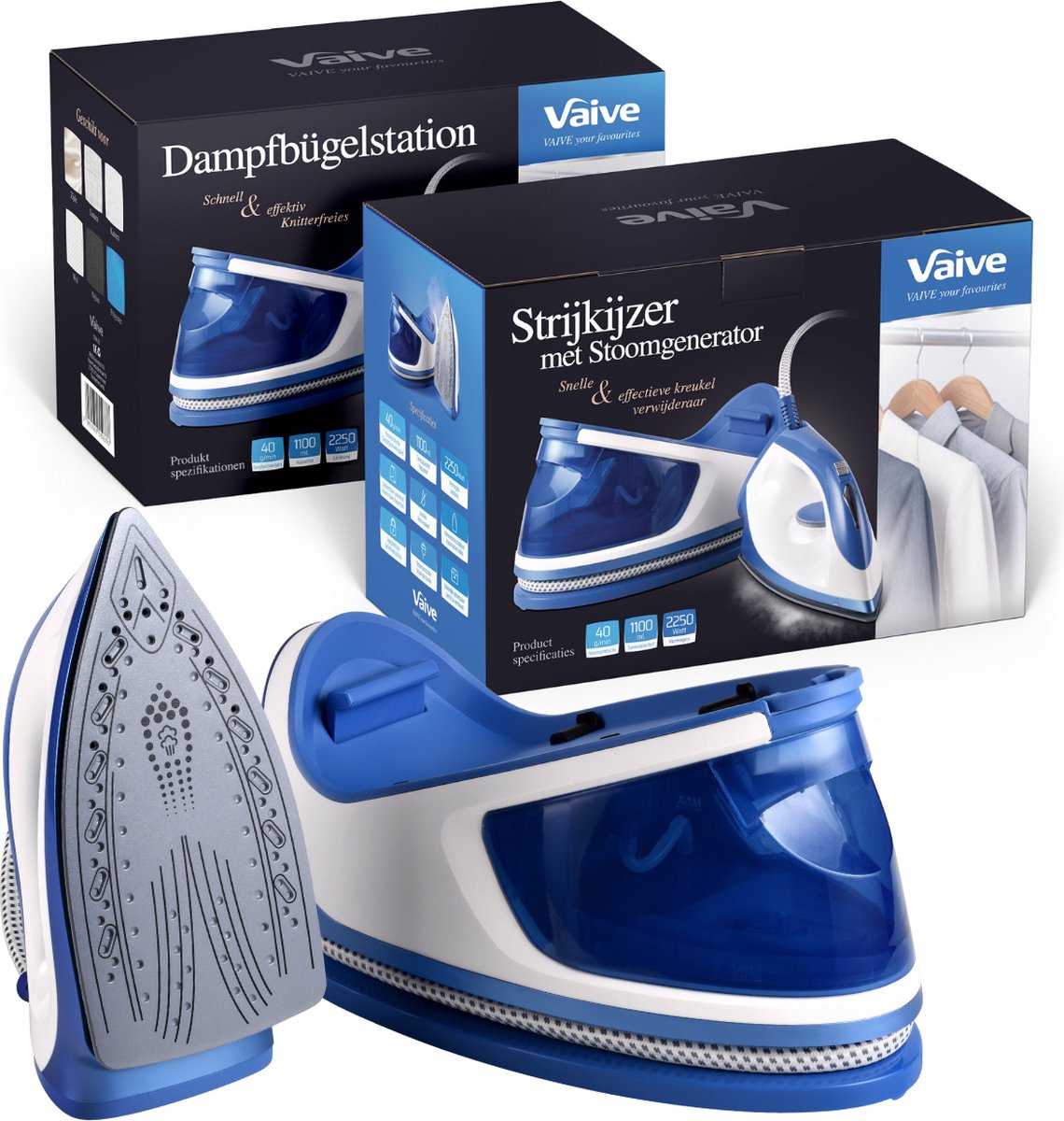 Singer Stoomstrijkijzer 1500W - Draagbaar, Verticale Stoomfunctie, 280ml Waterreservoir, Automatische Uitschakeling, Kledingstomer met Snelle Opwarming in 20 Seconden
