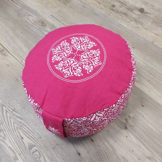 Om Namaste XL Design Meditatiekussen Zitkussen Rond - Roze met Wit - XL van Om Namaste — afbeelding 4
