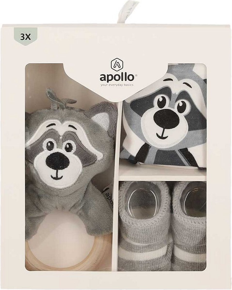 Goedkoopste Apollo Baby's Giftbox Wasbeer - Kraamcadeau - Babyshower - Baby sokken