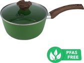 BY C&P© Go Green Steelpan met deksel 18 cm groen - Inductie - PFAS vrij - Vaatwasser geschikt