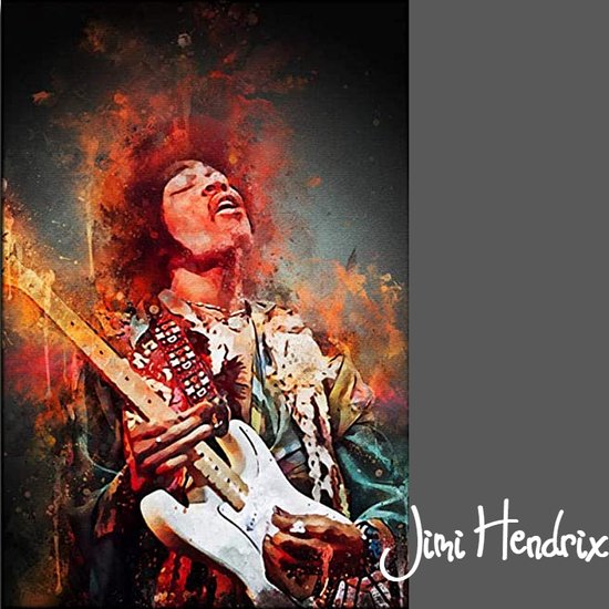 Allernieuwste.nl® Peinture sur toile Jimi Hendrix Guitariste Artiste - PopArt - Couleur - 50 x 90 cm