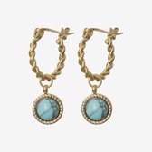 Essenza Twisted Hoop Light Blue Stone Earrings Gold