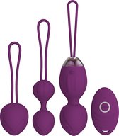 Playbird® - Kegel Ball Training set gevorderde - set van 3 met afstandsbediening - aubergine