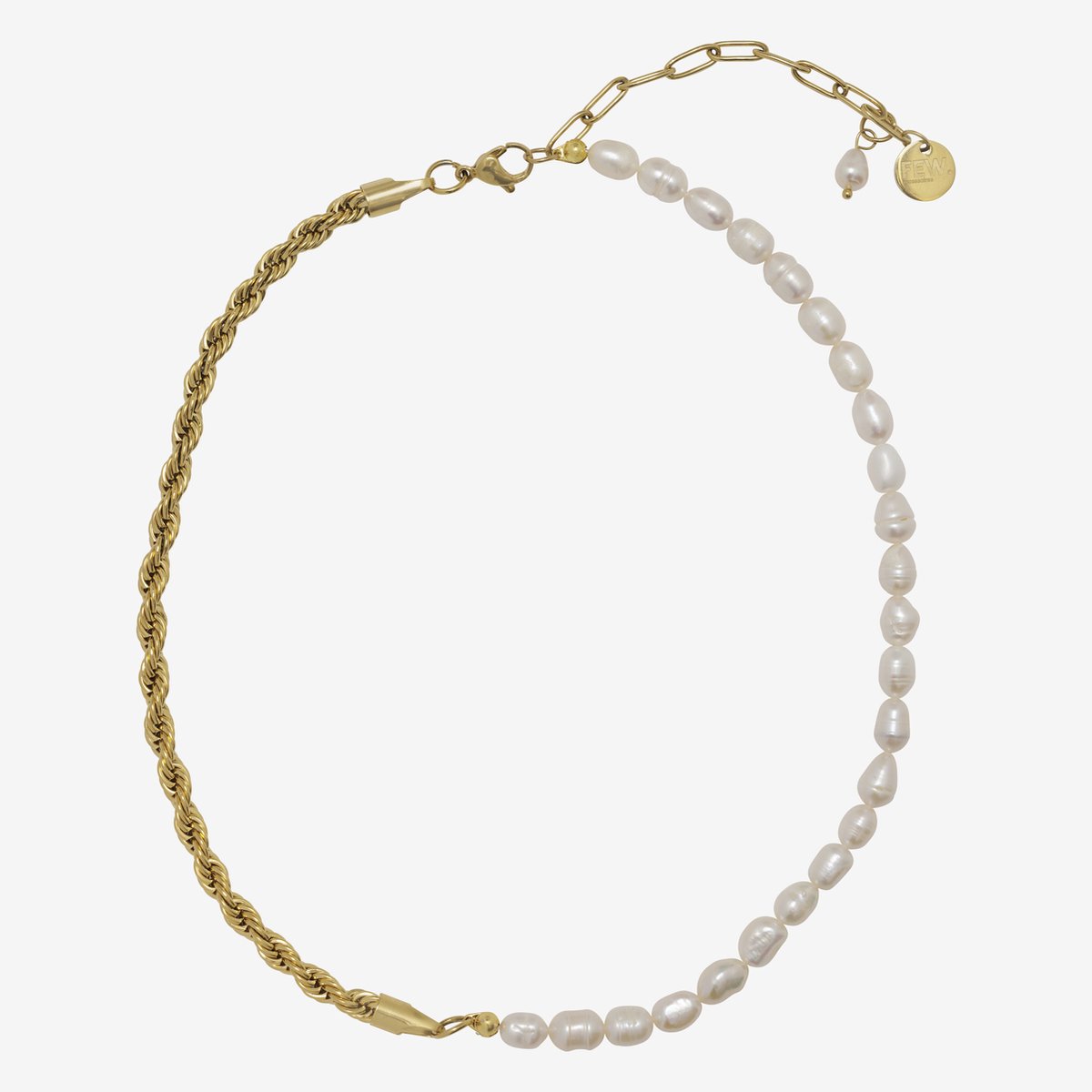 Essenza Mix Chain Pearls Necklace Gold
