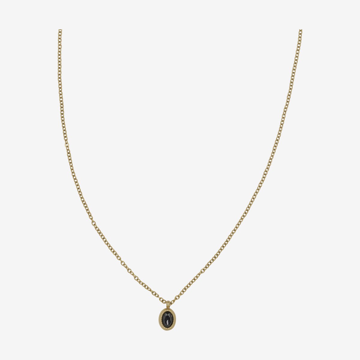 Essenza Round Black Stone Necklace Gold