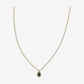 Essenza Round Black Stone Necklace Gold