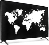housse compatible TV 65" - Housse de protection pour téléviseur - Cache écran pour TV en blanc/noir - Wereldkaart