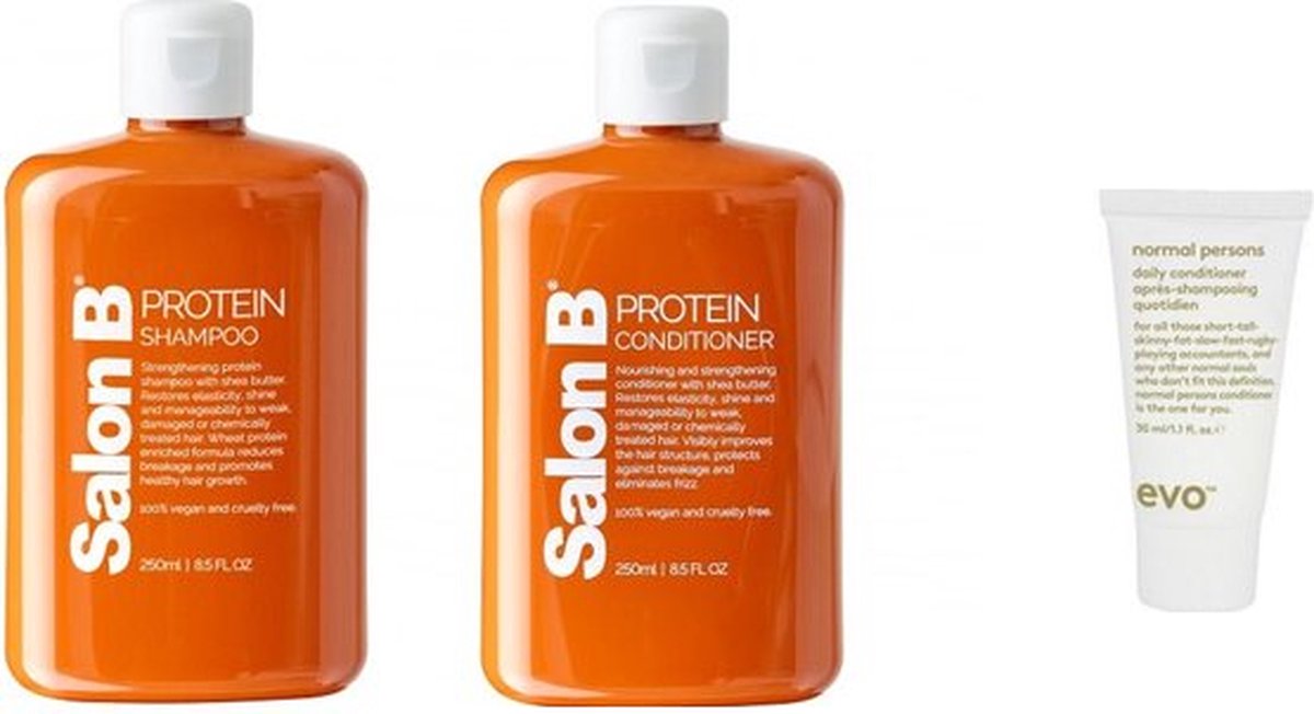 Salon B Duo Set - Protein Conditioner+ Shampoo + Gratis Evo Travel Size