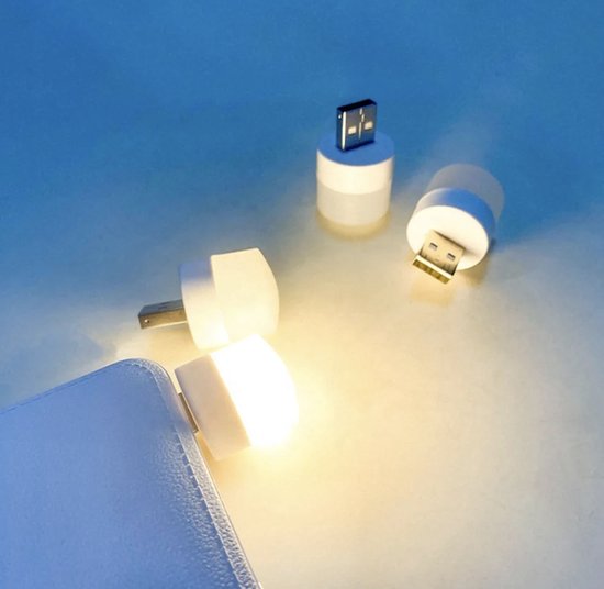 Le Cose AmbientShine - ( 4 stuks ) Mini usb led lamp - Nachtlampje - Leeslampje - Computerlampje - Warm - Wit - Mini usb Nachtlampje - USB-A - Lampje