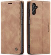 Samsung Galaxy A04s Bookcase hoesje - CaseMe - Effen Tan - Kunstleer