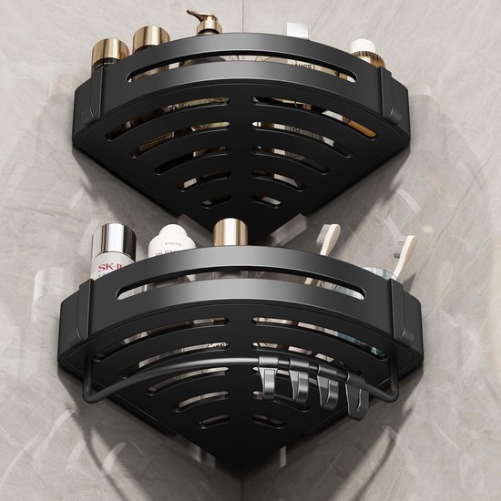 Shower Shelf No Drilling Shower Shelf Corner in Black (Pack of 2