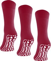 Budino Huissokken set - Antislip sokken - 3 paar - maat 43-46 - Bordeaux Rood