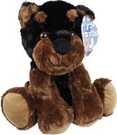 Knuffel Hond 35 cm - Zwart/Bruin