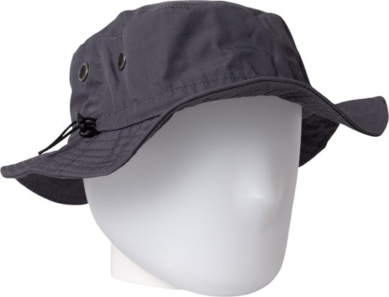 Safari bucket hat - mybuckethat - grijze bucket hat - vissershoedje grijs - katoen - zonnehoed - regenhoed - jungle bucket hat - omkeerbaar