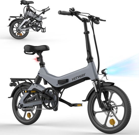 Hitway Elektrische Fiets E-bike - 250W Motor - Opvouwbaar - 7.5Ah - Zwart / Groen
