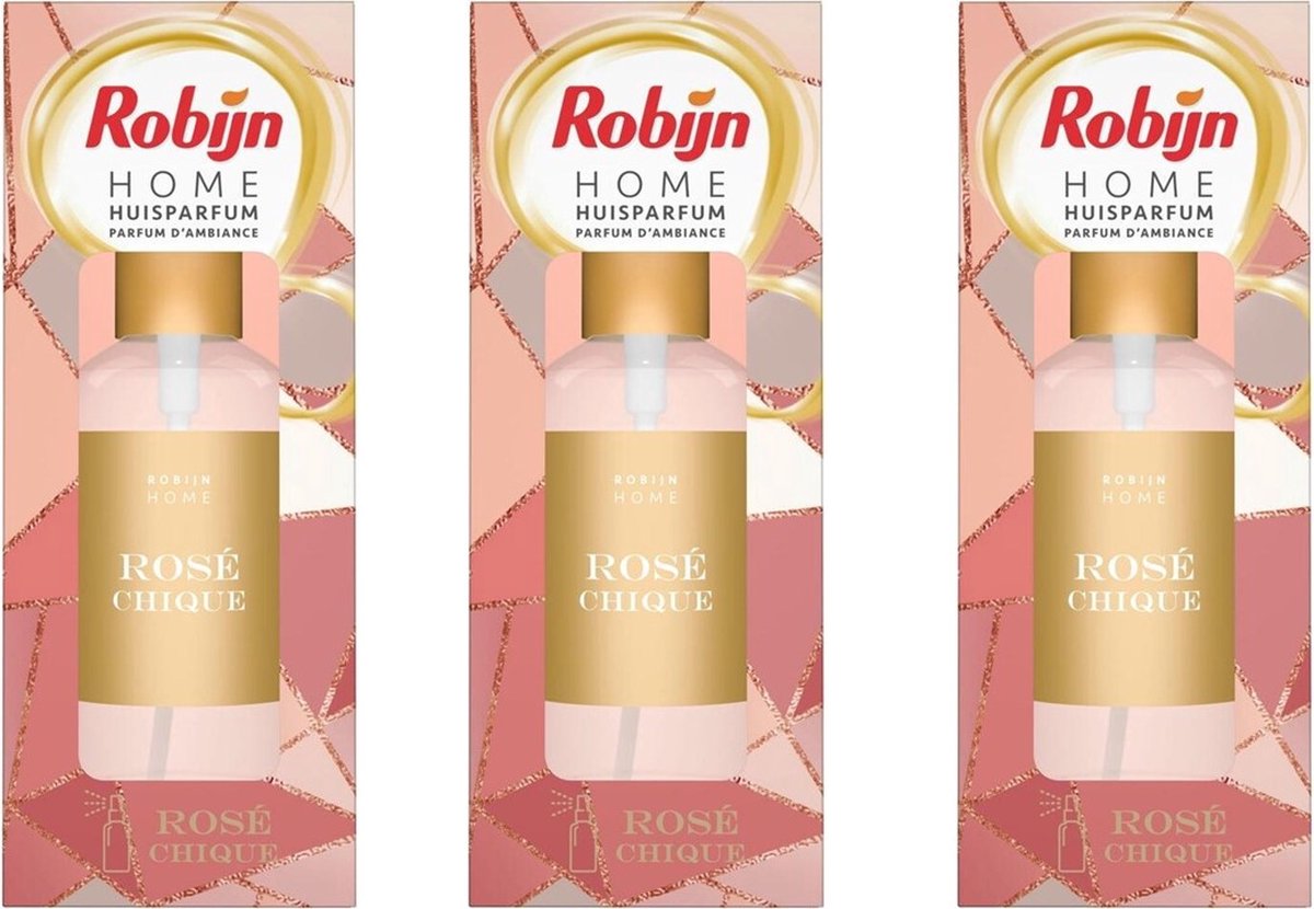 Robijn Home Rosé Chique Huisparfum - 3 x 250 ml - Voordeelverpakking