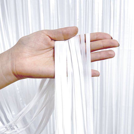 2x Deurgordijn Backdrop Gordijn Wit Verjaardag Huwelijk Feest Versiering Deur Folie Gordijn Witte 200*100 Cm - 2 Stuks