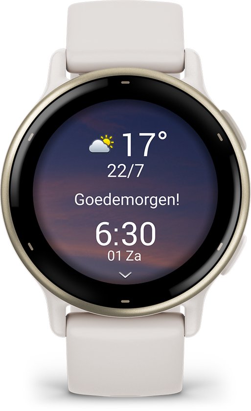 Garmin Vivoactive 5 - Sporthorloge - AMOLED-Scherm - Ivory/Cream Goudkleurig