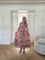 Boho Ibiza Jurkjes - Karma Highway - Rood / Roze - Zomerjurk - Bohemian - Boho chique - Hippie - Flowerpower - Maxi jurk -