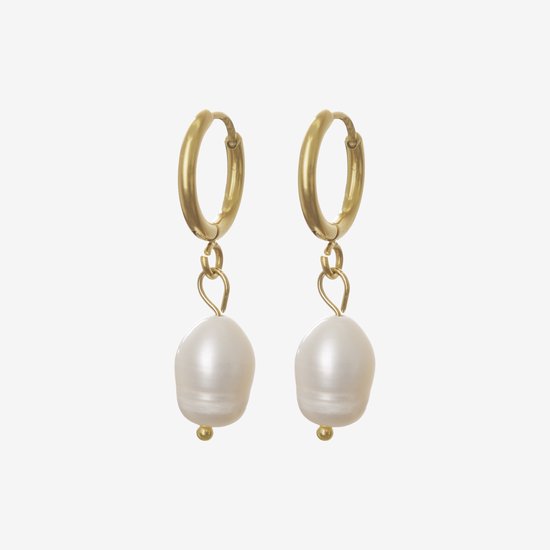 Essenza Pearl Charm Earrings Gold