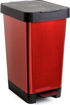 Vuilnisbak keuken Smart, inhoud 25 liter, intrekbaar pedaal, polypropyleen, BPA-vrij, 30 l vuilniszak, metallic rood. Afmetingen 26 x 36 x 47 cm