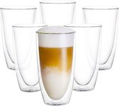 Swanza® Lofty Latte - Dubbelwandige Koffieglazen – Latte Macchiato Glazen – Theeglazen - Met Slanke Vorm - 350ML – 6 Stuks