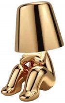 Lampe de table dorée | M. Quel| Style nordique | Décoration | Lampe de table LED Statue | Rechargeable par USB | 3 niveaux de luminosité |Veilleuse | Lampe de bureau