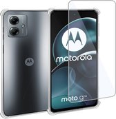 Geschikt voor Motorola Moto G14 Hoesje + Screenprotector – Gehard Glas Cover + Shock Proof Case – Transparant