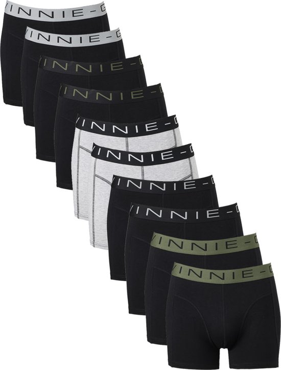 Vinnie-G Boxers Value Pack - 10 pièces - Noir/Vert forêt/Gris - Taille S - Sous-vêtements pour hommes - Geen étiquettes irritantes - Sous-vêtements pour hommes en Katoen