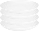 PlasticForte Assiette ronde/assiette de camping - 4x - D22 cm - blanc ivoire - plastique