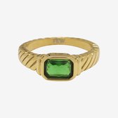 Essenza Green Stone Ring Gold Size 6