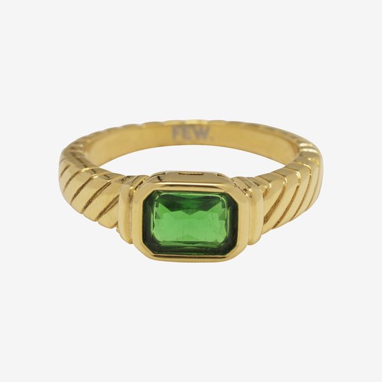 Essenza Green Stone Ring Gold Size 6