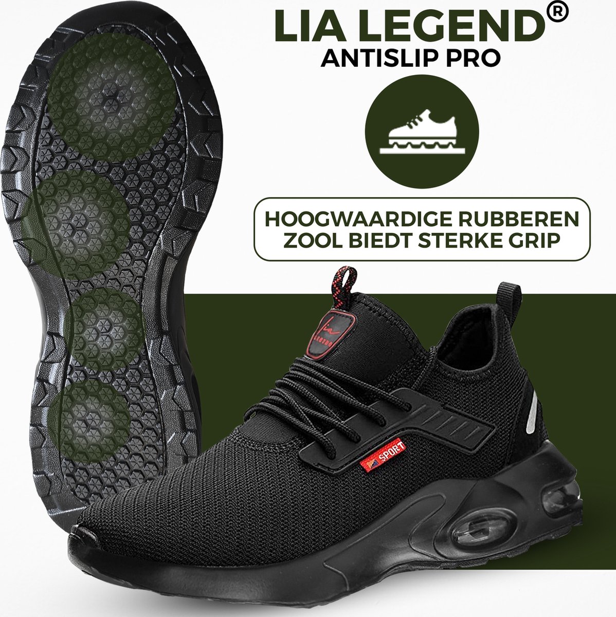 Lia LEGEND Anti slip PRO Veiligheidsschoenen Heren Dames Met 3 Paar 