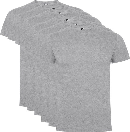 6 Pack Roly Atomic Basic T-Shirt 100% biologisch katoen Ronde hals Grijs Maat M