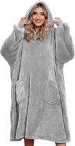Geweo Hoodie Blanket - Snuggie - Snuggle Hoodie - Couverture polaire avec manches - Tenue d'intérieur pour couples - Cadeau d'anniversaire - Cadeau de Noël - Grijs