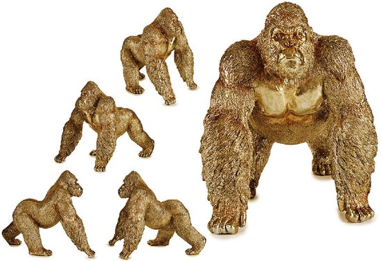 Decoratieve figuren Gorilla Gouden Hars (30 x 35 x 44 cm)
