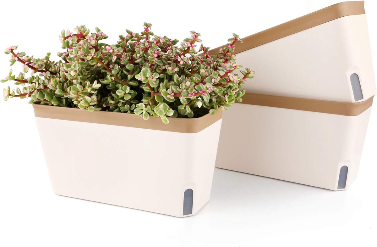 GARTENFREUDE Polyrotan balkonbak bloembak incl. ophanging, 80 x 19 x 18 cm, met irrigatiesysteem, wit
