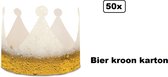 50x Bier kroon karton - bier koning bierfeest gele rakker carnaval festival apres ski biertje uitdeel