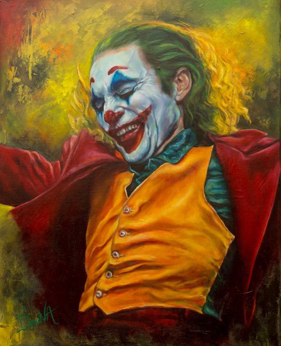 Schilderij glas The Joker II / Joaquin Phoenix - Artprint op acrylglas - breedte 60 cm. x hoogte 75 cm. - Kunst op glas - myDeaNA