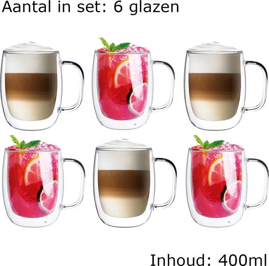 4 Tasse À Café Double Paroi de 350ml pour Latte Macchiato, Verre à Café/Thé  - Maintient les boissons chaudes/froides plus longtemps - Avec Boîte Cadeau  : : Cuisine et Maison