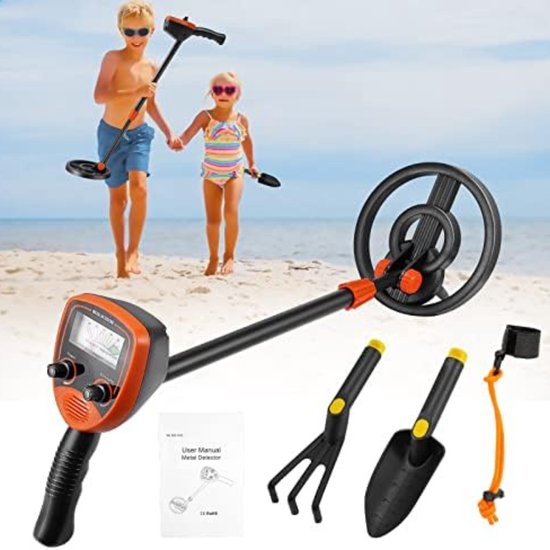 Hadwin Professionele metaaldetector voor kinderen en volwassenen, waterdichte gouddetector met pinpointer en LCD-display, zeer gevoelig voor goud en zilver; inclusief vouwschep, koptelefoon en zaklamp