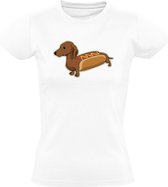 Hotdog Dames T-shirt - eten - sandwich - hond - teckel - dog - dieren - huisdier - feest - verjaardag - humor - grappig