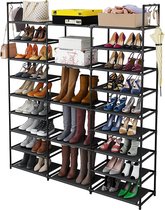 Schoenenrek, schoenenrek van metaal, smal schoenenrek met 23 planken, kan 50-55 paar schoenen en laarzen bevatten, staand rek voor woonkamer, slaapkamer, hal, entree, kleedkamers - zwart