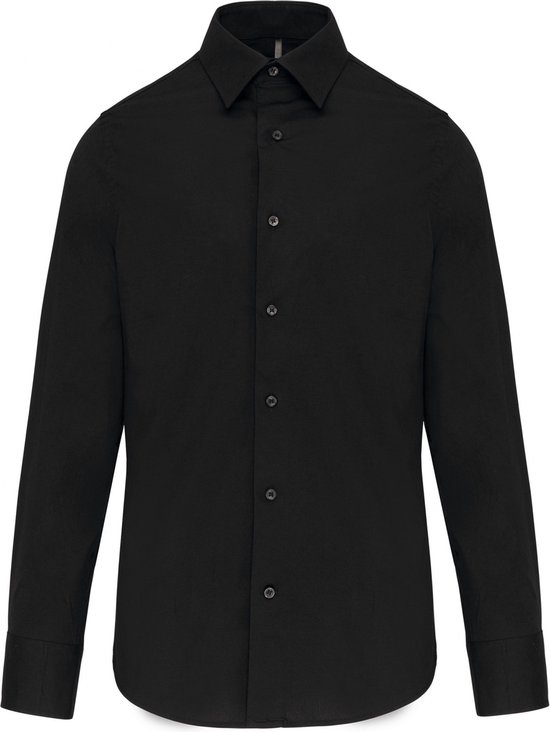 Overhemd Heren L Kariban Lange mouw Black 97% Katoen, 3% Elasthan