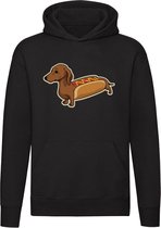 Hotdog Hoodie - eten - sandwich - hond - teckel - dog - dieren - huisdier - feest - verjaardag - humor - grappig - unisex - trui - sweater - capuchon