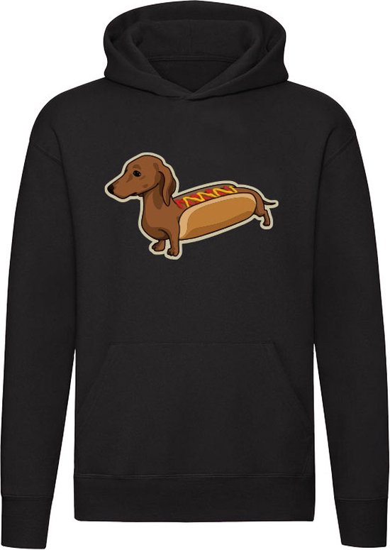 Hot Dog Hoodie - nourriture - sandwich - chien - teckel - chien - animaux - animal de compagnie - fête - anniversaire - humour - drôle - unisexe - pull - sweat - capuche