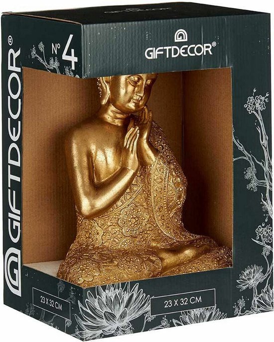 Decoratieve figuren Boeddha Zittend Gouden 17 x 33 x 23 cm (4 Stuks)