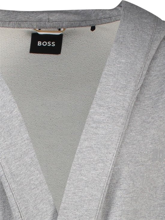 BOSS Iconic French Terry Robe - heren badjas (middeldik) - middengrijs - Maat: M