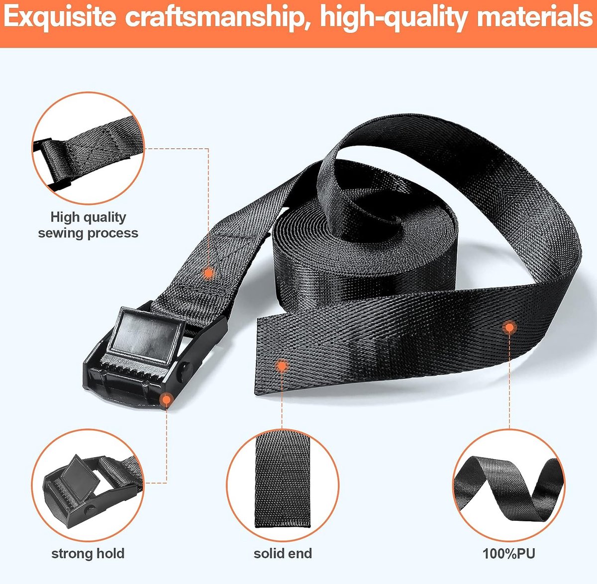 INTAKO Spanbanden 6 m 35 mm - spanbanden 2.000 kg kracht - spanband oranje (2 stuks