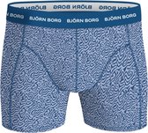Björn Borg Cotton Stretch boxers - heren boxers normale lengte (1-pack) - blauw met wit dessin - Maat: XL